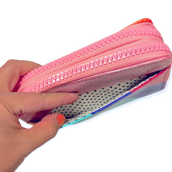 Chunky Rainbow Zip Around Wallet/Clutch - Picture 4 of 7